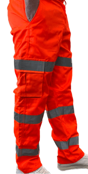 Orange Hi-Vis 3 Band Combat Trouser - Regular Leg